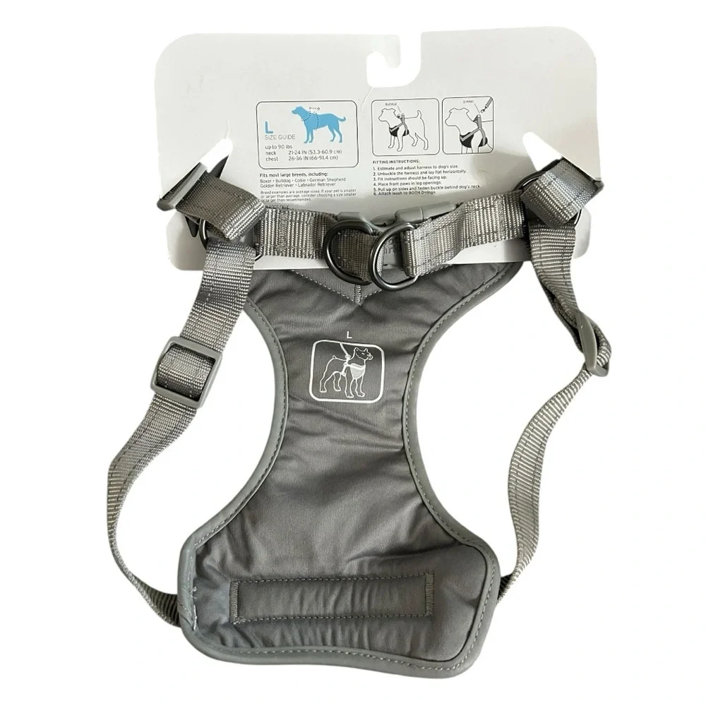 Boots & Barkley Reflective Dog Harness Large Gray Adjustable Up to 90 Ibs NWT
